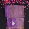 Russian-Violet-and-white-embroidered-desi-kosa-tassar-silk-sari at Shilphaat.com