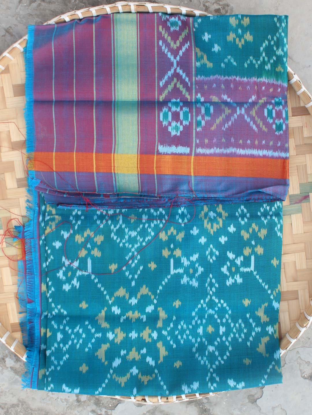 Blue-Green-and-Pink-pure-silk-patan-patola-dupatta Blue-Green-and-Pink-pure-silk-patan-patola-dupatta