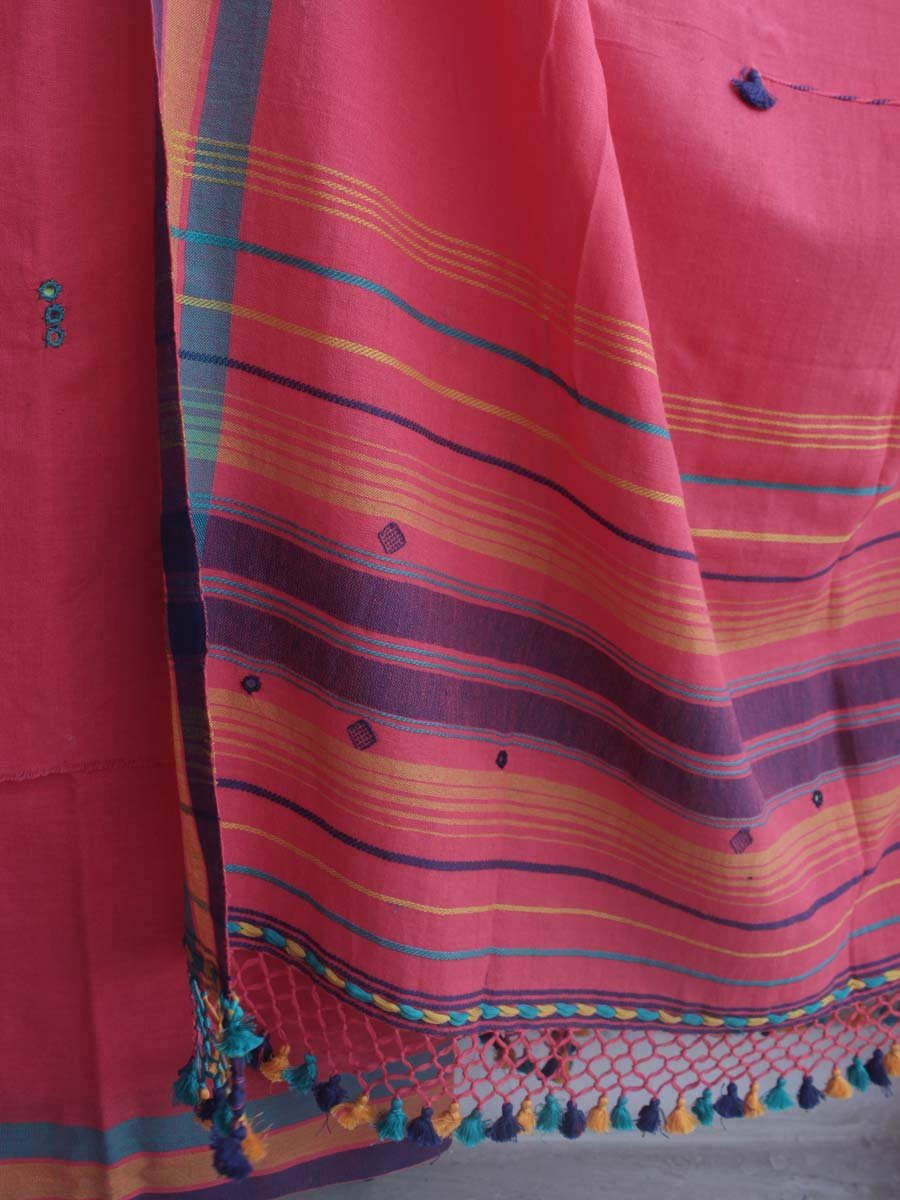 Orange-Pink-miri-work-kala-cotton-Dress-material Orange-Pink-miri-work-kala-cotton-Dress-material