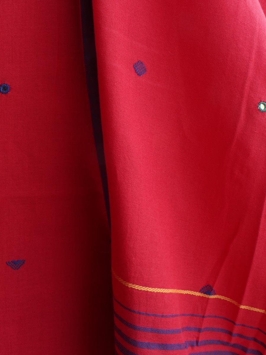 vermillion-red-Bhujodi--mirrorwork-kala-cotton-dress-material-Shilphaat vermillion-red-Bhujodi--mirrorwork-kala-cotton-dress-material-Shilphaat