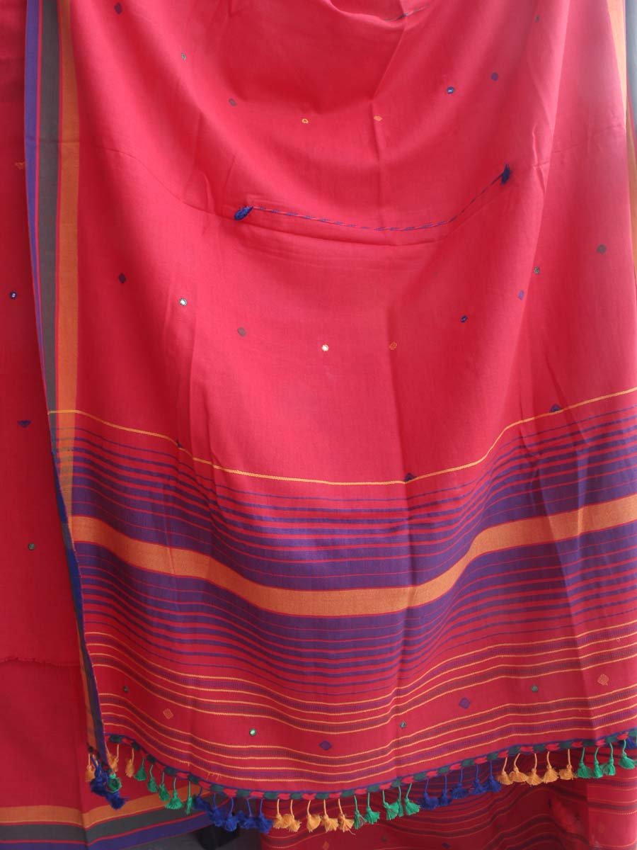 vermillion-red-mirrorwork-cotton-Bhujodi--ladies-Suit vermillion-red-mirrorwork-cotton-Bhujodi--ladies-Suit