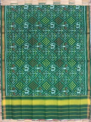 Bottle-Green-hathi-popat-patan-patola-handwoven-dupatta