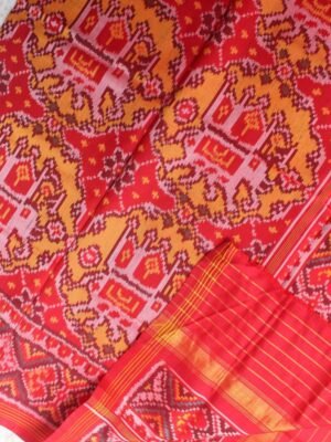 Red-and-Yellow-semi-double-ikat-Patola--silk-dupatta-