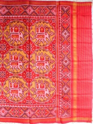 Red-and-Yellow-semi-double-ikat-patan-Patola-silk-dupatta