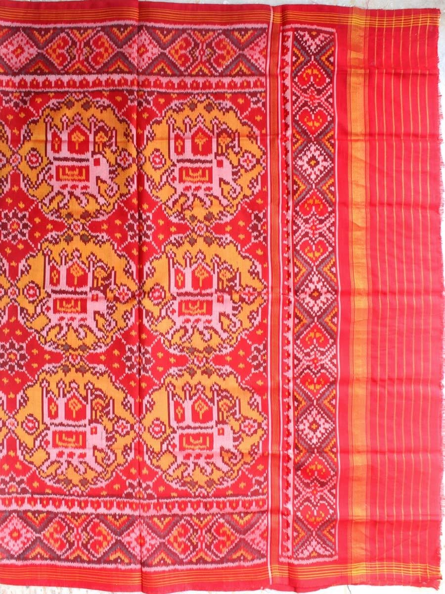 Red-and-Yellow-semi-double-ikat-patan-Patola-silk-dupatta Red-and-Yellow-semi-double-ikat-patan-Patola-silk-dupatta