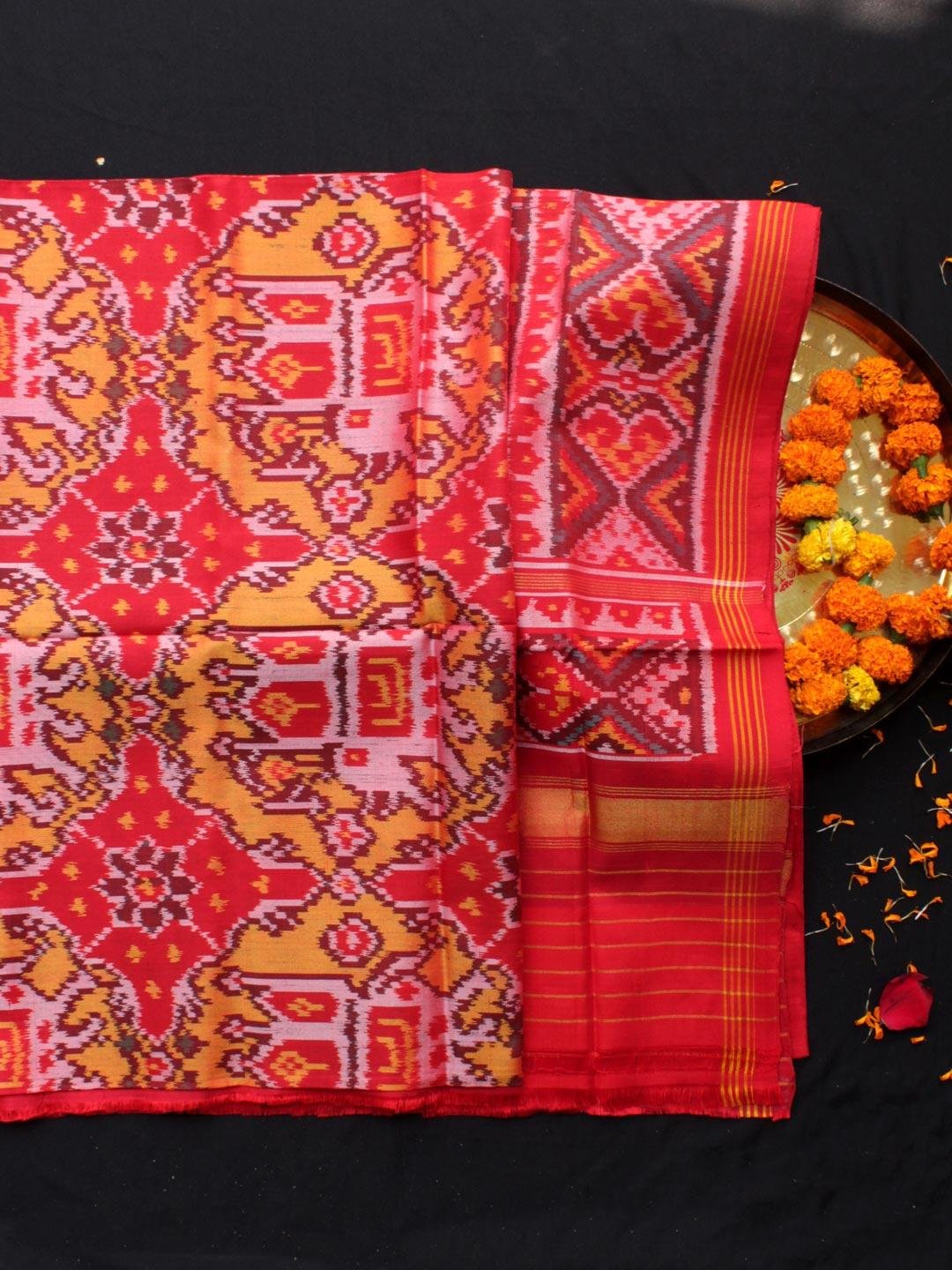 Red-and-yellow-Chhabdi-hathi-semi-double-Patola-silk-dupatta-Shilphaat Red-and-yellow-Chhabdi-hathi-semi-double-Patola-silk-dupatta-Shilphaat