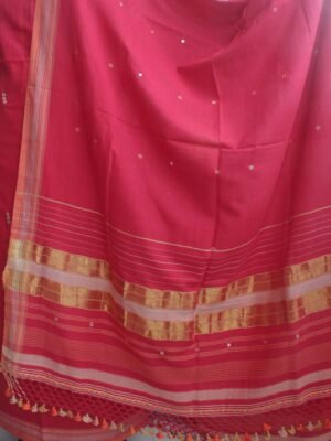 Tomato-red-mirrorwork-cotton-Bhujodi--ladies-Suit