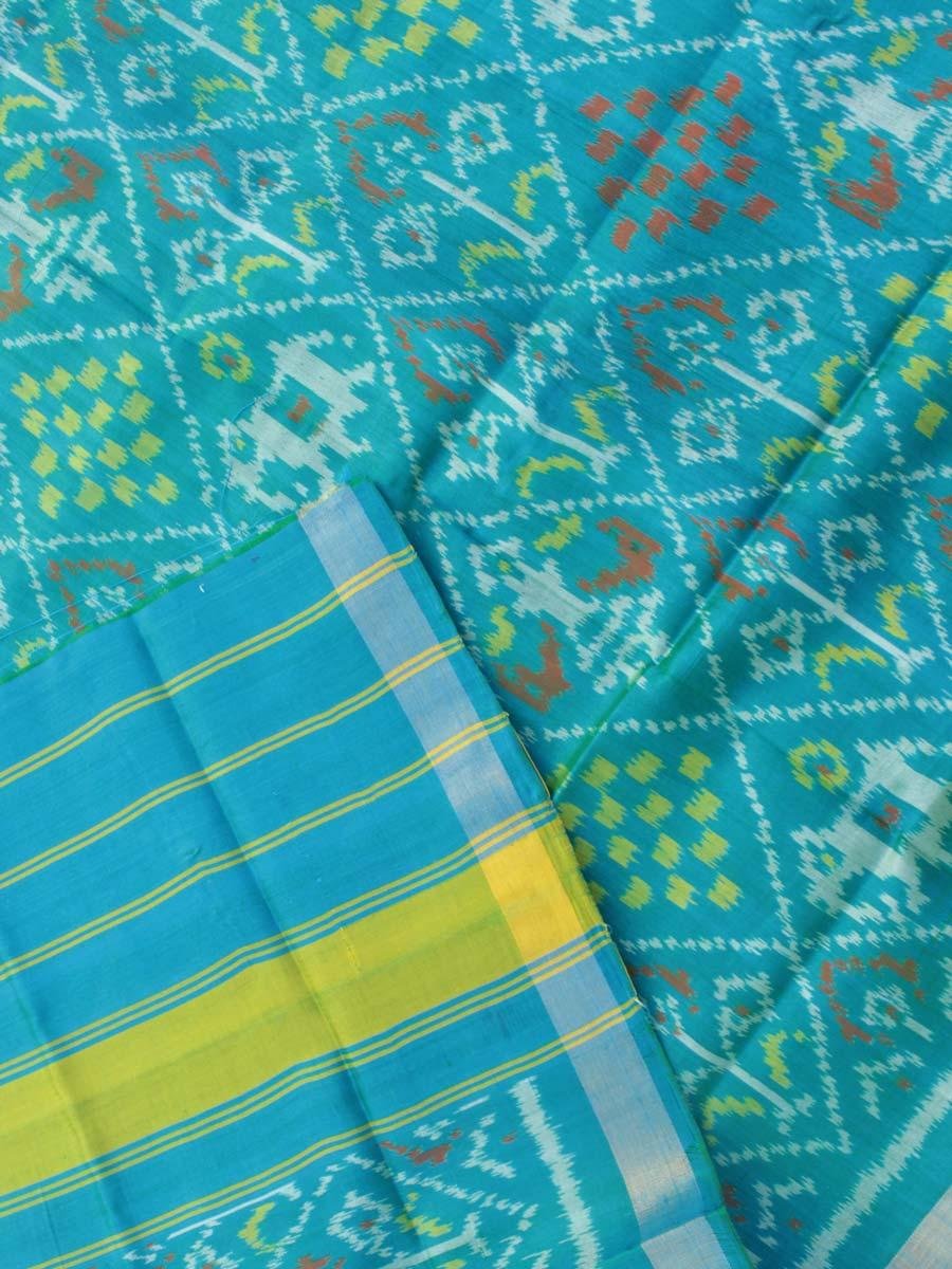 Tuquoise-blue-pure-silk-single-ikat-patan-patola-dupatta Tuquoise-blue-pure-silk-single-ikat-patan-patola-dupatta