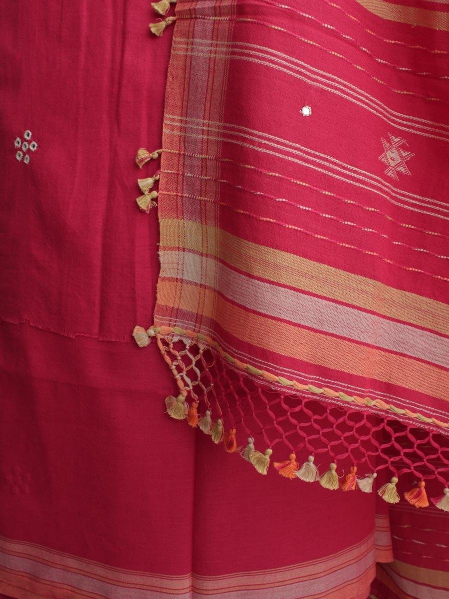 carrot-Red-Bhujodi-mirrorwork-kala-cotton-ladies-suit carrot-Red-Bhujodi-mirrorwork-kala-cotton-ladies-suit at Shilphaat.com