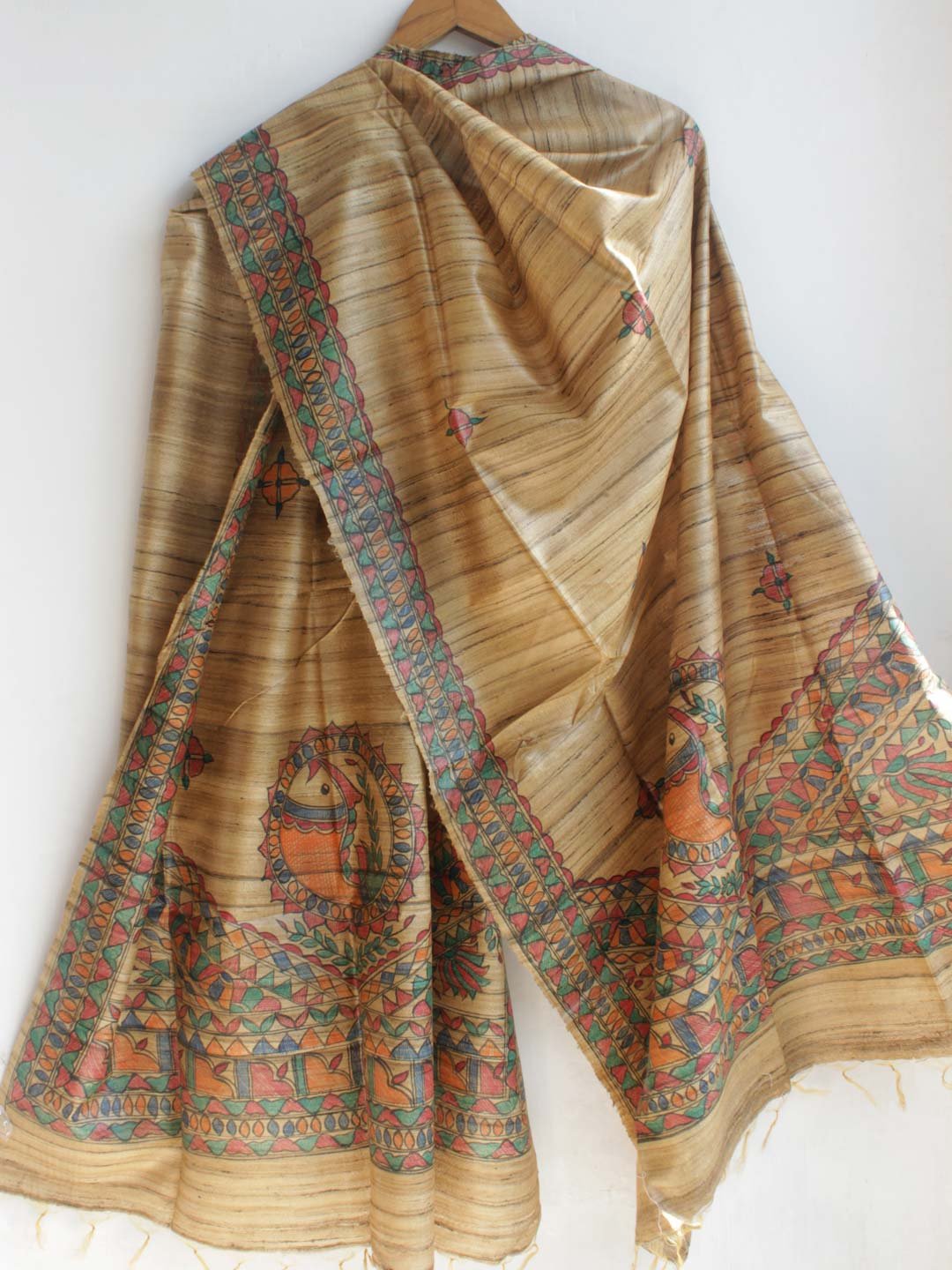 Brown-madhubani--ghicha-tussar-silk-dupatta Brown-madhubani--ghicha-tussar-silk-dupatta