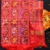 Hathi-Popat-and-swan-Red-double-ikat-Patola-silk-dupatta at Shilphaat.com