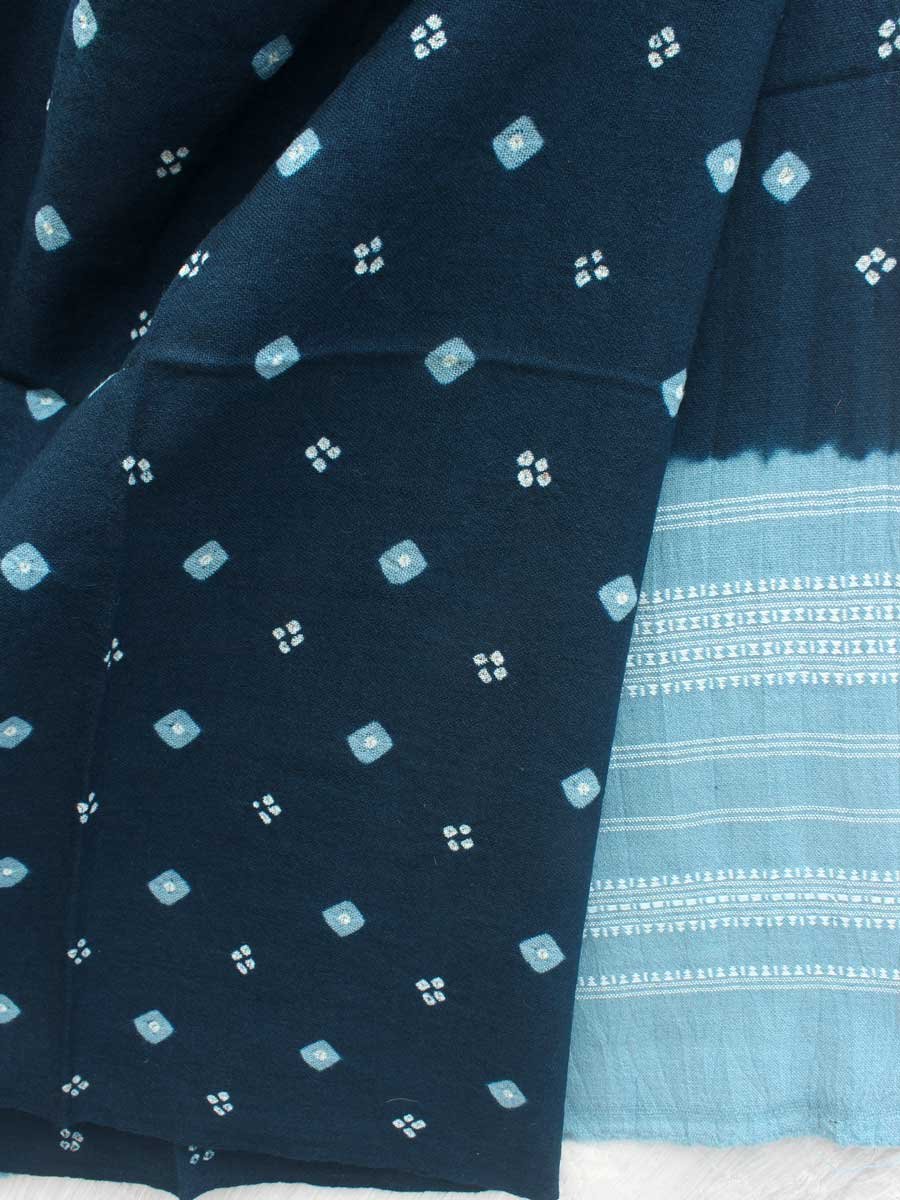 Blue-Grey-Bandhani-pure-wool-shawl Blue-Grey-Bandhani-pure-wool-shawl