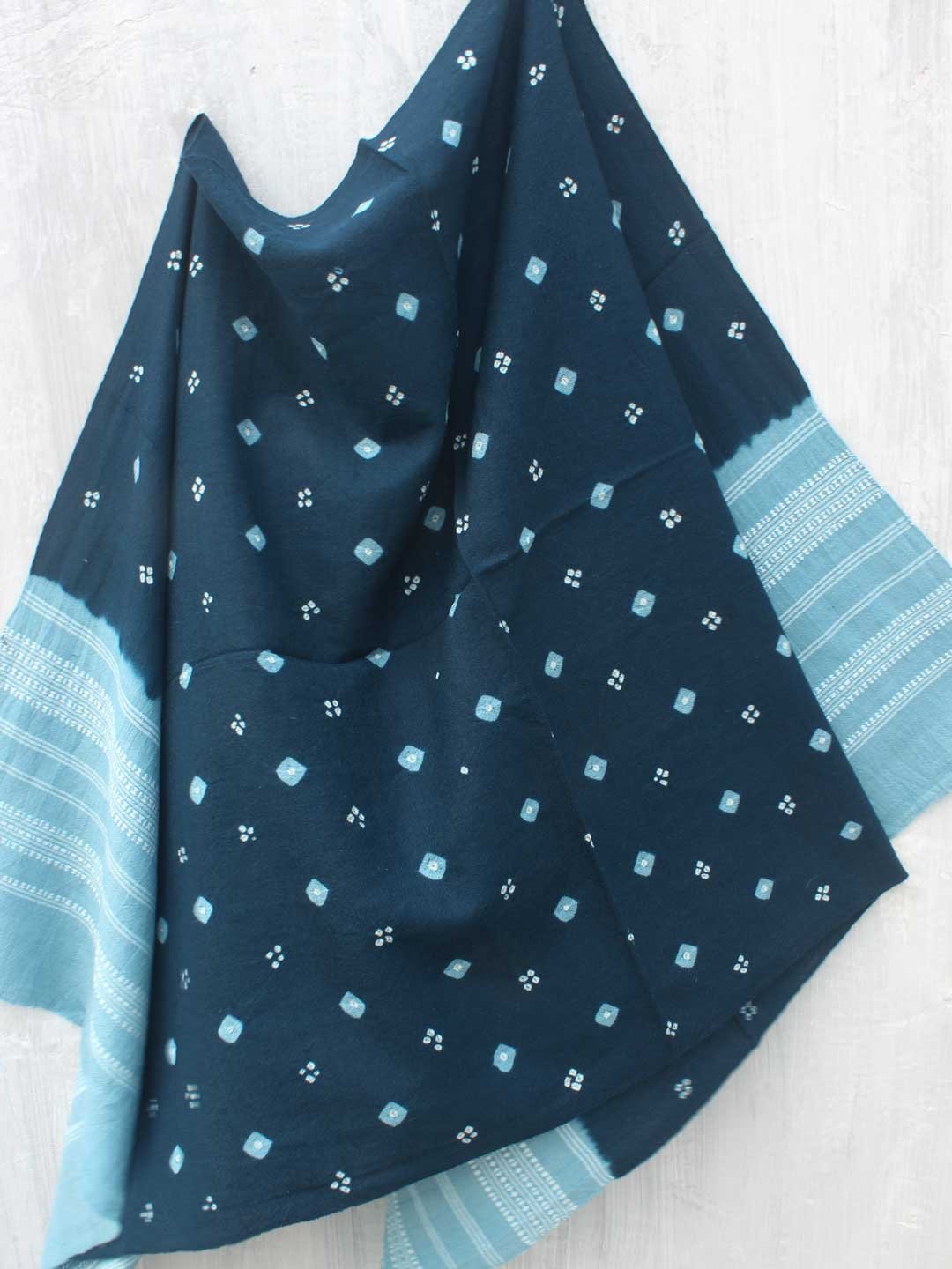 Blue-Grey-Bandhej-pure-wool-shawl-Shilphaat Blue-Grey-Bandhej-pure-wool-shawl-Shilphaat