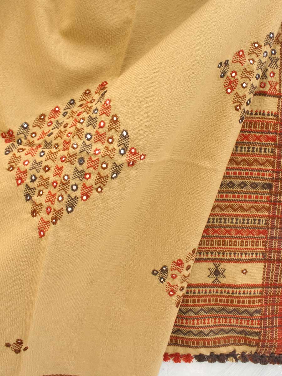 Fawn-Brown-Mirrorwork-Bhujodi-woolen-Shawl Fawn-Brown-Mirrorwork-Bhujodi-woolen-Shawl