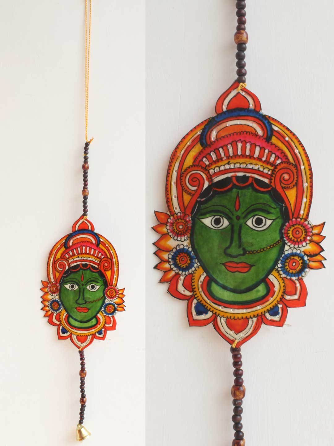 Green-Goddess-face-tholu-Bommalata-wall-hanging Green-Goddess-face-tholu-Bommalata-wall-hanging