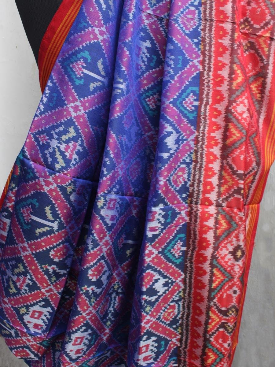 Hathi-Popat-Blue-and-Red-double-ikat-Patola-pure-silk-odhani