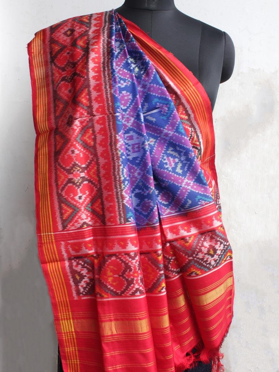 Hathi-Popat-Blue-double--ikat-Patola-silk-odhani