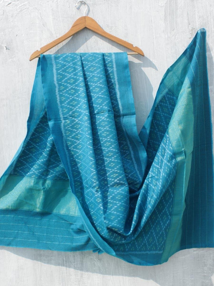 Cyan-Blue-patola-woolen-shawl Cyan-Blue-patola-woolen-shawl