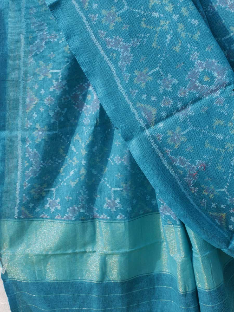 Greenish-Blue-handwoven-patan-patola-pure-wool-shawl Greenish-Blue-handwoven-patan-patola-pure-wool-shawl
