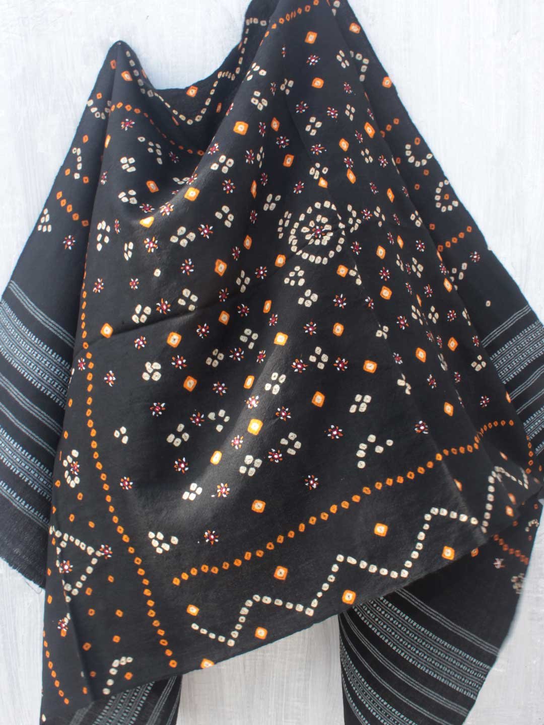 Black-Bandhej-mirrorwork-woolen-shawl Black-Bandhej-mirrorwork-woolen-shawl