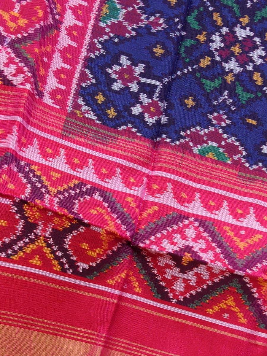 Dark-Blue-and-Red-Pink-double-ikat-patola-silk-dupatta Dark-Blue-and-Red-Pink-double-ikat-patola-silk-dupatta