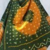 Green-and-Yellow-Bandhani-mirrorwork-woolen-shawl at Shilphaat.com