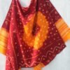 Maroon-and-yellow-Bandhej-mirrorwork-woolen-shawl-Shilphaat