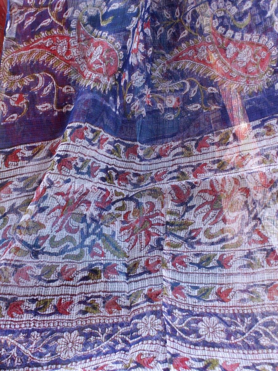 Blue-and-red-Paisley-Block-printed-kota-cotton-scarf Blue-and-red-Paisley-Block-printed-kota-cotton-scarf at Shilphaat.com