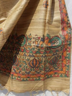 Golden-Brown-madhubani-pure-ghicha-silk-dupatta