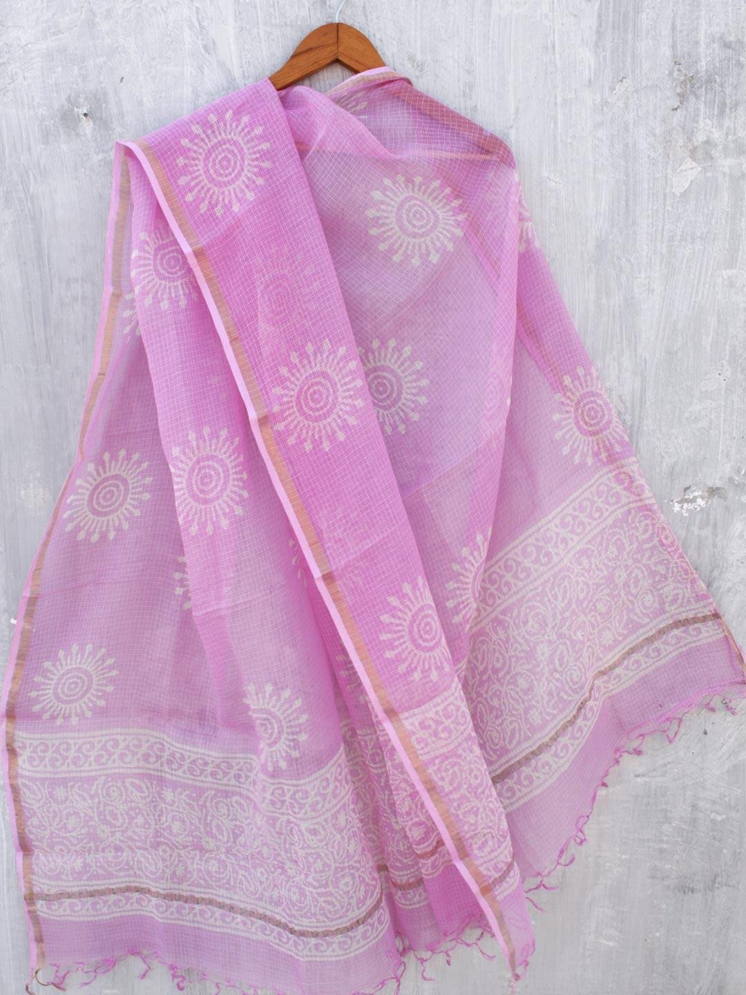 Lilac-Pink-Block-printed-kota-cotton-dupatta-Shilphaat Lilac-Pink-Block-printed-kota-cotton-dupatta-Shilphaat
