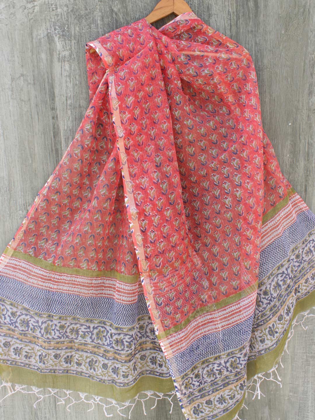 Tomato-red-Block-printed-kota-cotton-dupatta Tomato-red-Block-printed-kota-cotton-dupatta