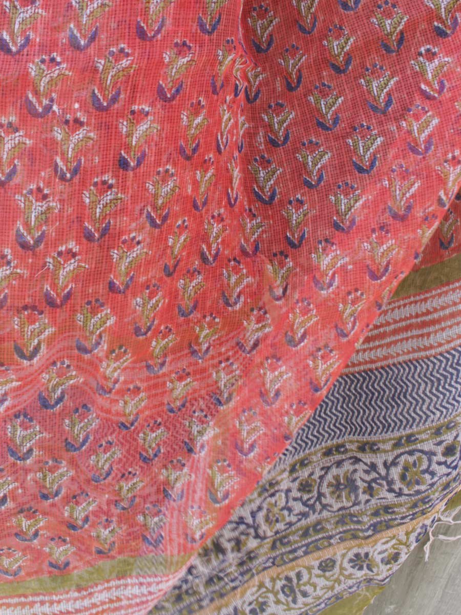 Tomato-red-Block-printed-kota-doria-dupatta Tomato-red-Block-printed-kota-doria-dupatta
