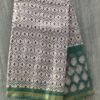 Black,-white,-green-block-printed-Kota-doria-cotton-saree at Shilphaat.com