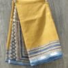 Blue-and-Heena-green-block-printed-Kota-cotton-saree-Shilphaat