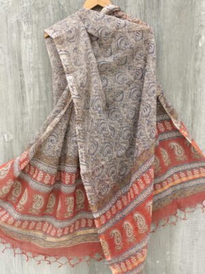 Blue-lotus-Block-printed-kota-cotton-dupatta