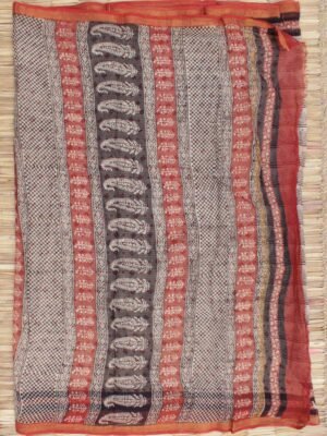 Off-white-and-Black-block-printed-Kota-cotton-sari-Shilphaat