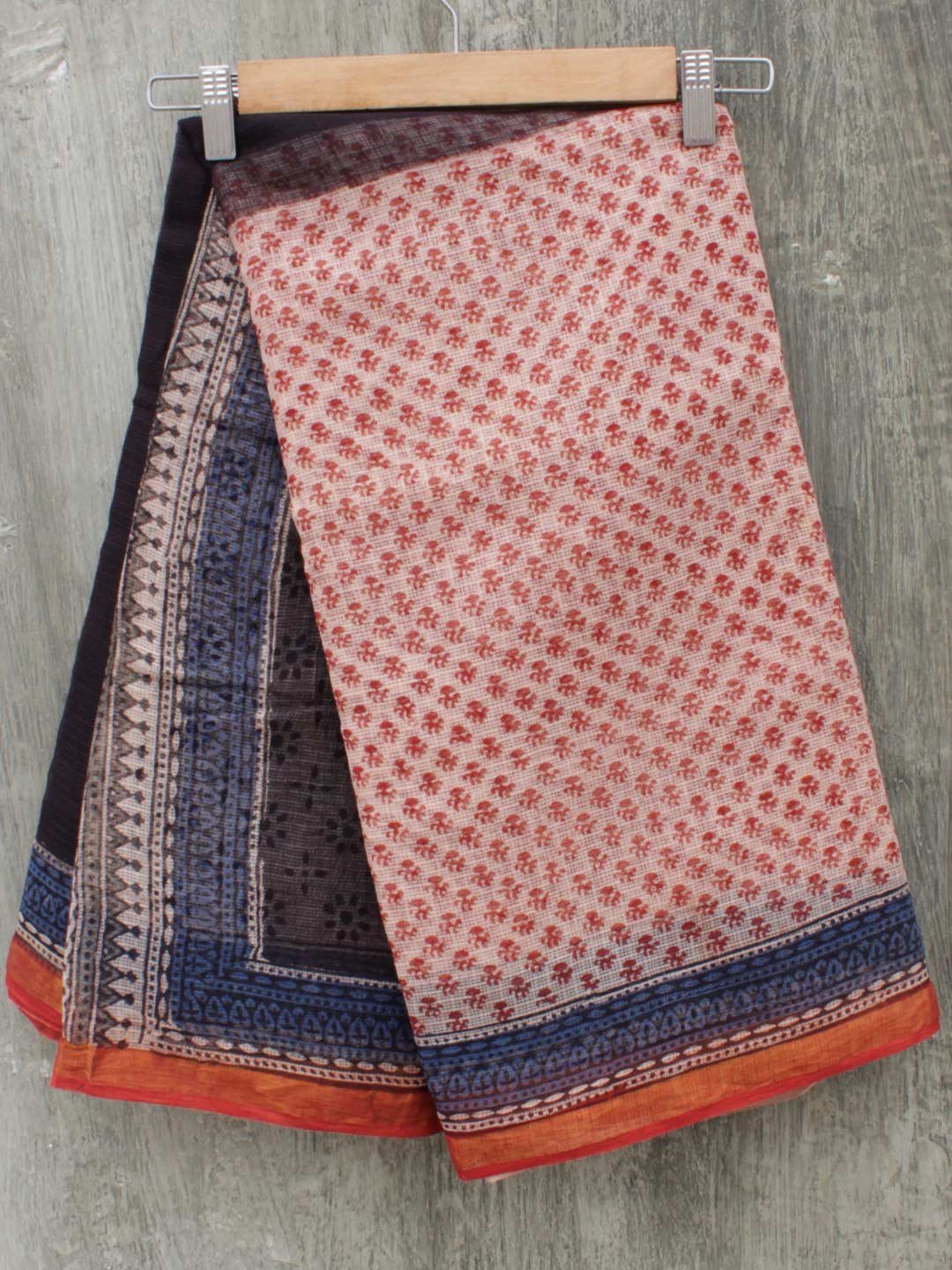 Black,-and-Red-block-printed-Kota-cotton-saree Black,-and-Red-block-printed-Kota-cotton-saree