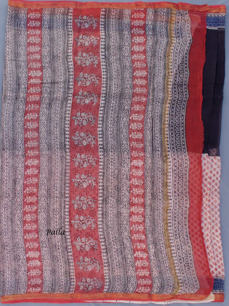 Black-and-Red-block-printed-Kota-cotton-sari-Shilphaat Black-and-Red-block-printed-Kota-cotton-sari-Shilphaat