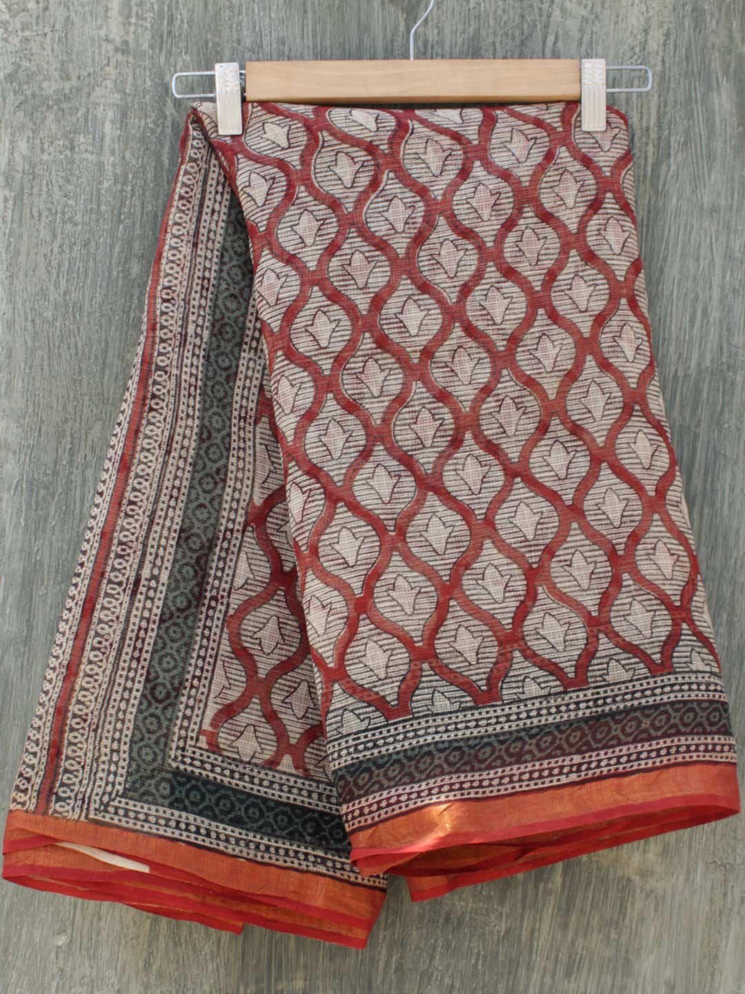 Dark-Re-and-Black-block-printed-Kota-cotton-saree Dark-Re-and-Black-block-printed-Kota-cotton-saree