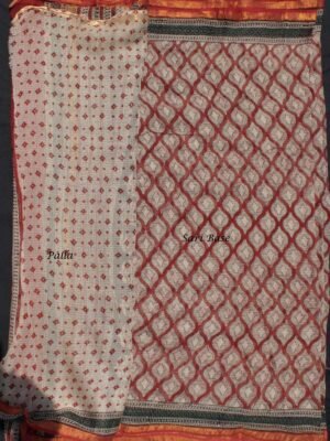Dark-Red-and-Black-block-printed-Kota-cotton-sari