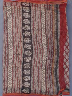 Dark-Red-and-Black-block-printed-Kota-cotton-sari-Shilphaat