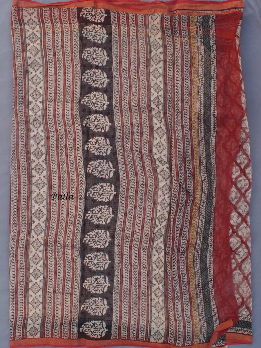 Dark-Red-and-Black-block-printed-Kota-cotton-sari-Shilphaat Dark-Red-and-Black-block-printed-Kota-cotton-sari-Shilphaat