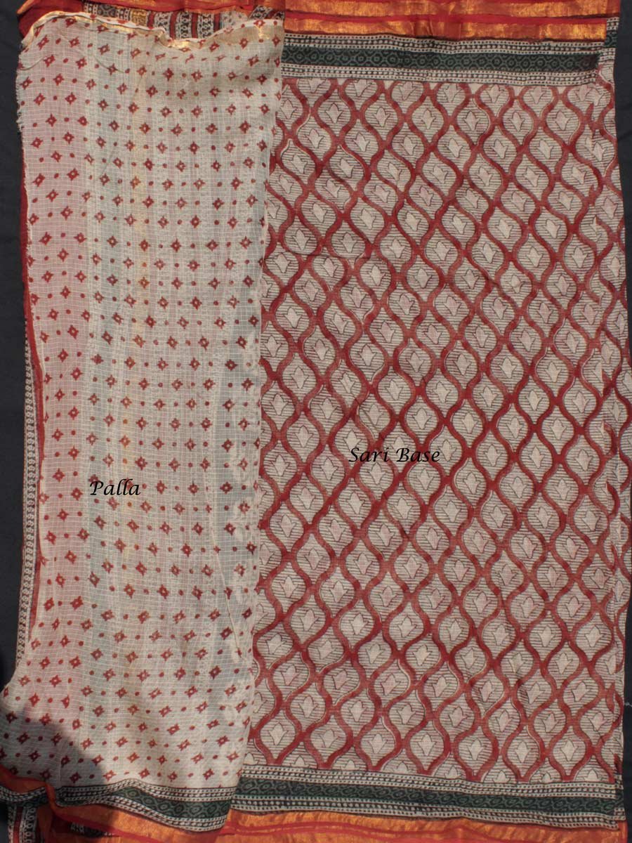 Dark-Red-and-Black-block-printed-Kota-cotton-sari Dark-Red-and-Black-block-printed-Kota-cotton-sari