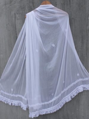 White-chikankari-chiffon-lace-dupatta Shilphaat