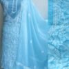 Sky-blue-mukaish-chikankari-georgette-Dress-material at Shilphaat.com