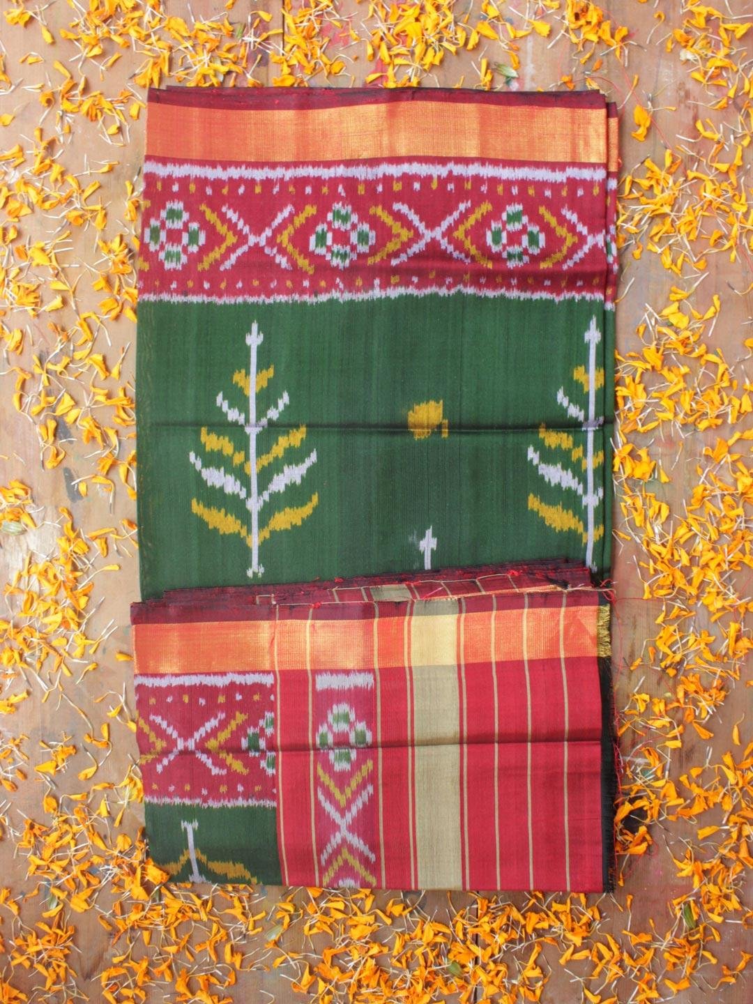 Red-and-Green-Patan-Patola-pure-silk-dupatta Red-and-Green-Patan-Patola-pure-silk-dupatta at Shilphaat.com