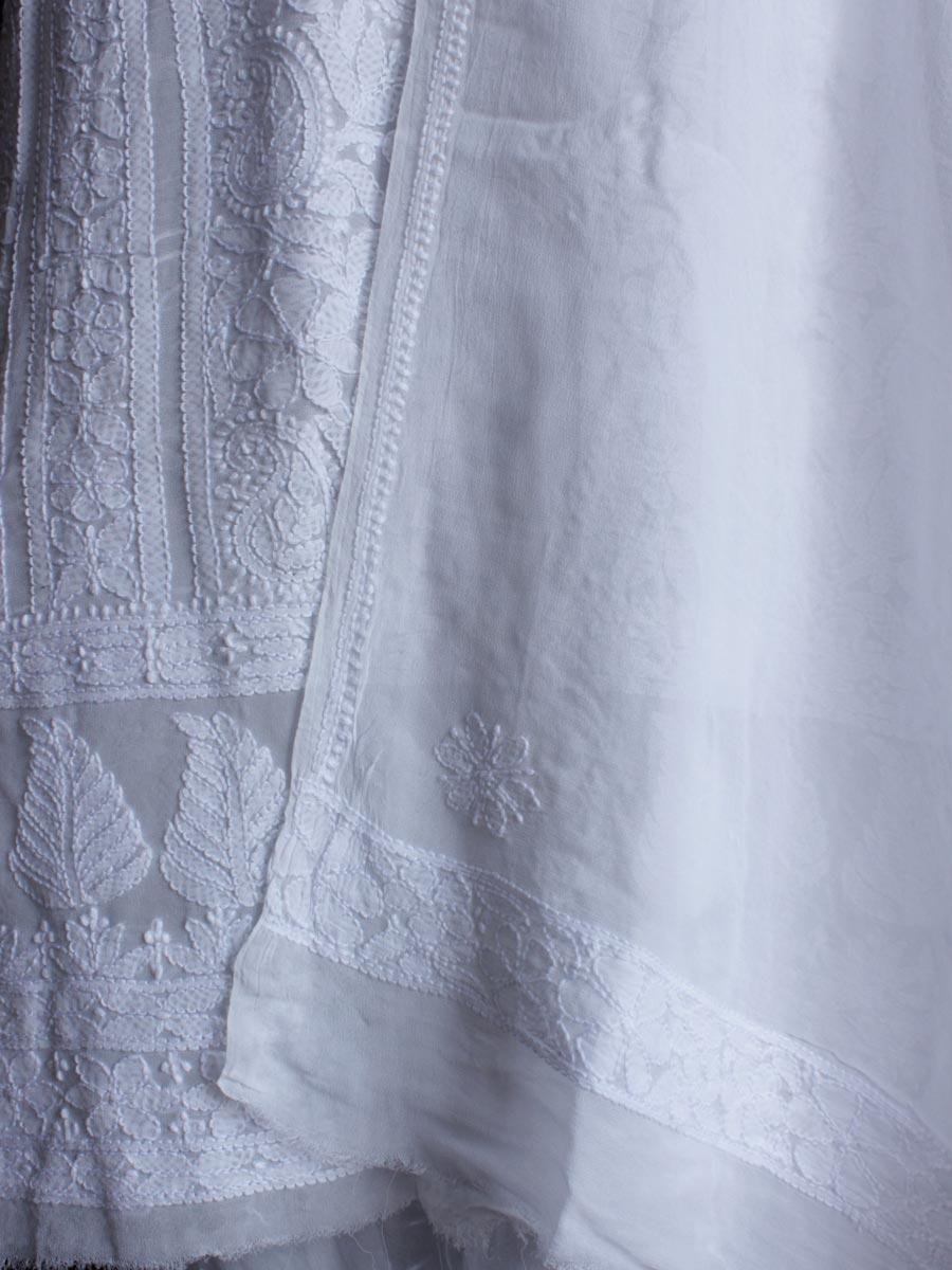 White-Viscose-chikankari-lucknowi-suit White-Viscose-chikankari-lucknowi-suit at Shilphaat