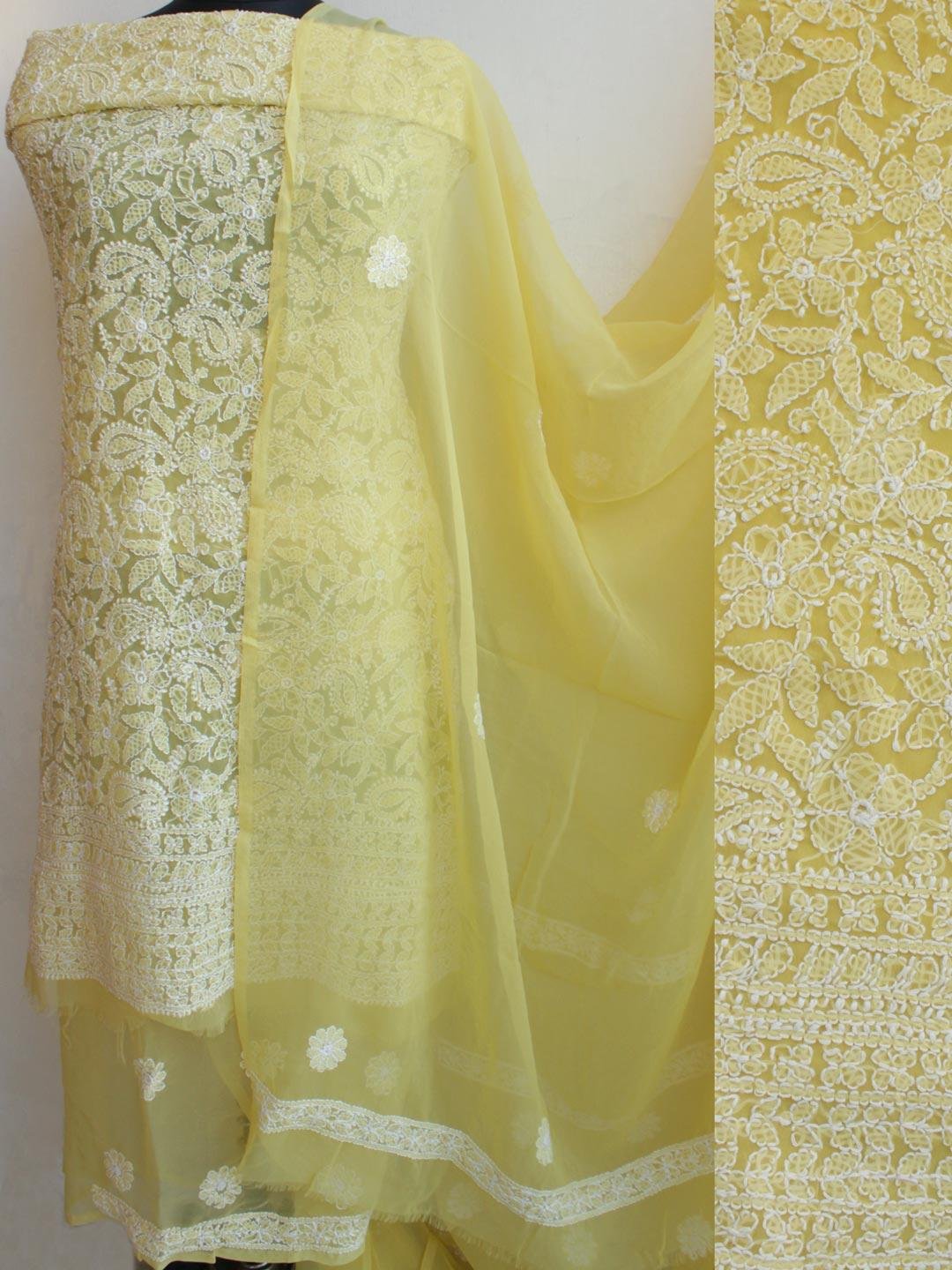 Mustard-Yellow-georgette-chikankari-dress-material Mustard-Yellow-georgette-chikankari-dress-material at Shilphaat.com
