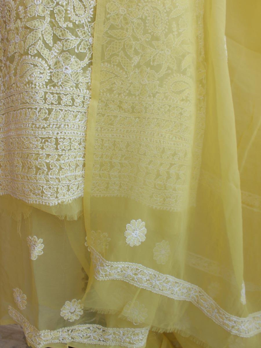 Mustard-yellow-georgette-chikankari-lucknowi-suit Mustard-yellow-georgette-chikankari-lucknowi-suit at Shilphaat.com