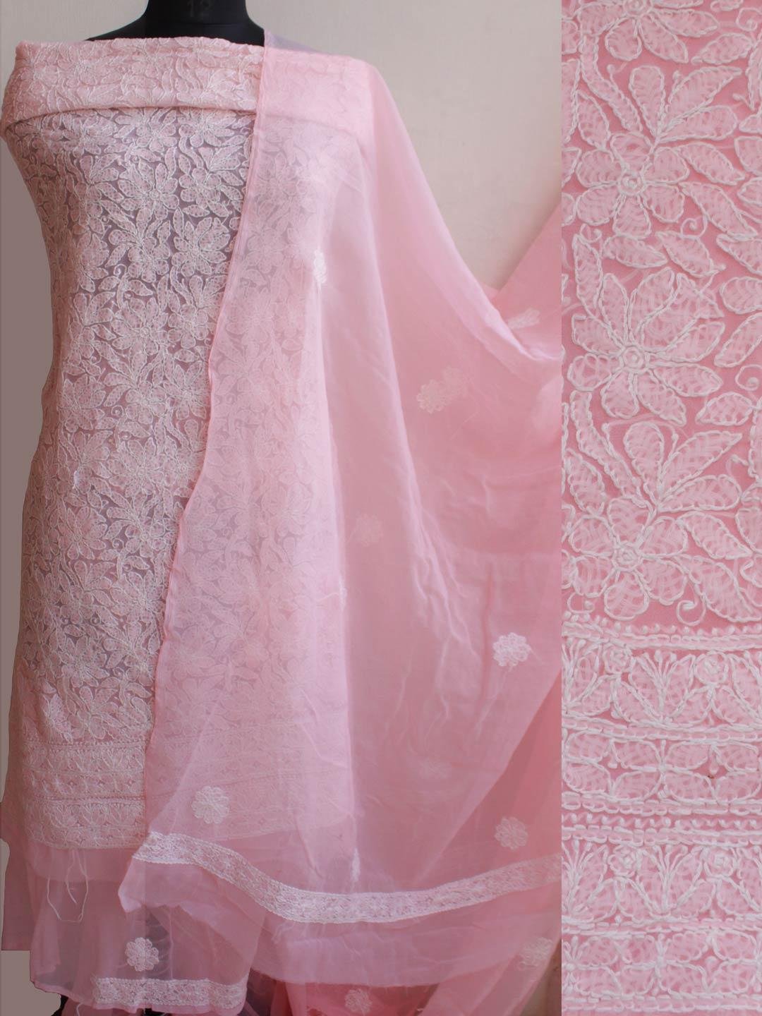 Pastel-Peach-georgette-chikankari-3pc-dress-material Pastel-Peach-georgette-chikankari-3pc-dress-material at Shilphaat.com